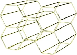 0302.217 Barware Rack | Modern Hexagonal Minimalist Storage | Gold Coated, 6 Bottles, Stainless Steel