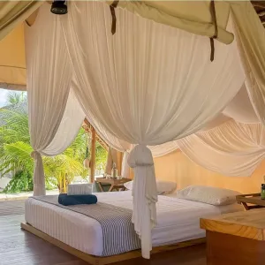 100% Cotton Bed Canopy for Queen and King Size Bed | Handmade Luxury Mosquito Net Bedroom Curtains | Decorative Rectangular Shape Netting for Home with 4 Doors