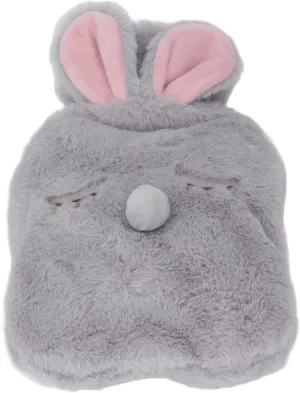 1000ml Hot Water Bag Multifunctional Cute Wide Mouth Cartoon Hot Water Bottle for Homes Office, Ideal for Menstrual Cramps (Grey)