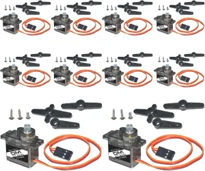10PCS DM90S 9g Micro Servo Motor Metal Gear Motor Small Mini Servos Kit for RC Robot Arm Helicopter Airplane Car Boat Controls with Cable for Arduino Project