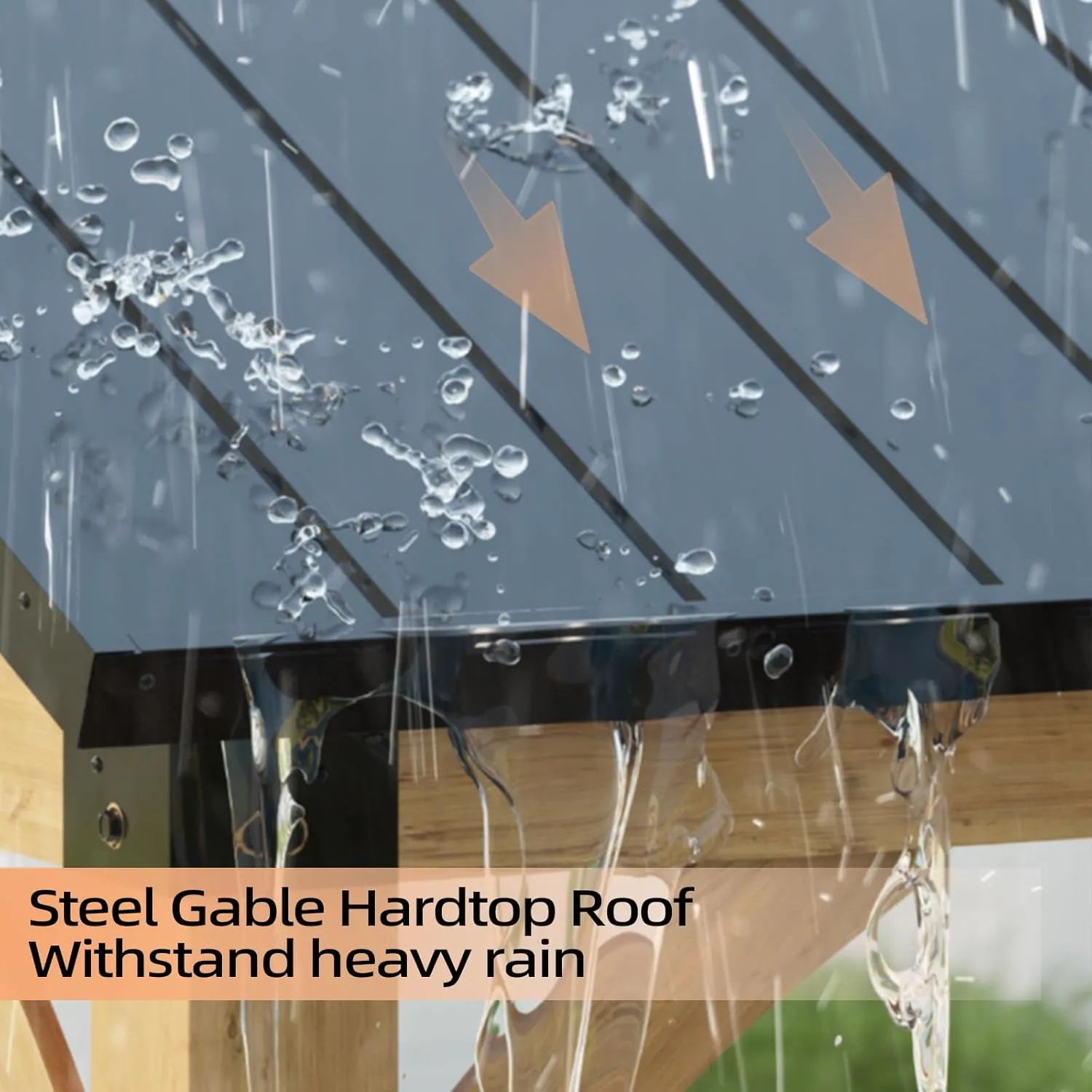 10x12 ft Cedar Wood Gazebo, Hardtop Gazebo with Galvanized Steel Peak Roof, Outdoor Pavilion for Snow Support, Wind Resistance, PowerPort, Shade for Garden, Patio, Deck