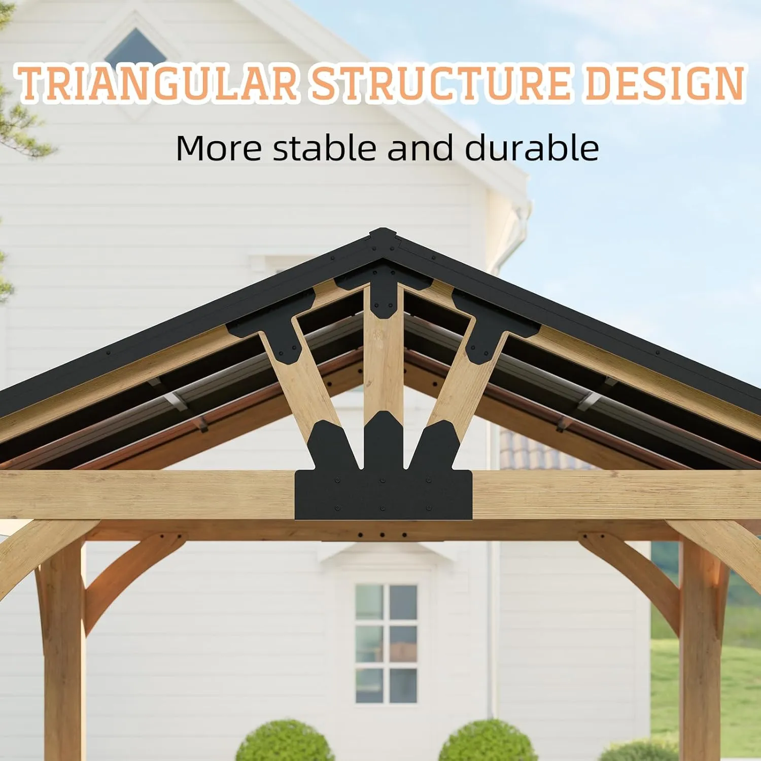 10x12 ft Cedar Wood Gazebo, Hardtop Gazebo with Galvanized Steel Peak Roof, Outdoor Pavilion for Snow Support, Wind Resistance, PowerPort, Shade for Garden, Patio, Deck