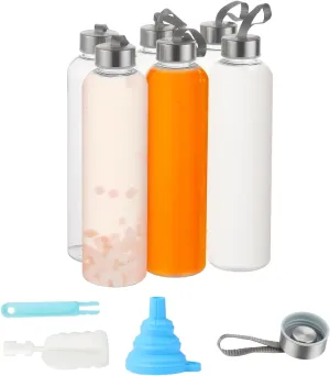 12 Pack Clear Water Bottles Bulk With Stainless Steel Lids 27OZ Reusable and For Travel and Storing Beverages Juice, Smoothies (12)