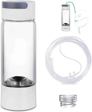 1200-5000ppb Hydrogen Rich Water Generator, 3 in 1 use(with Tube), SPE PEM Dual Chamber H2 Water Bottle, 1800mAh Alkaline electrolytic ionized Water Bottle