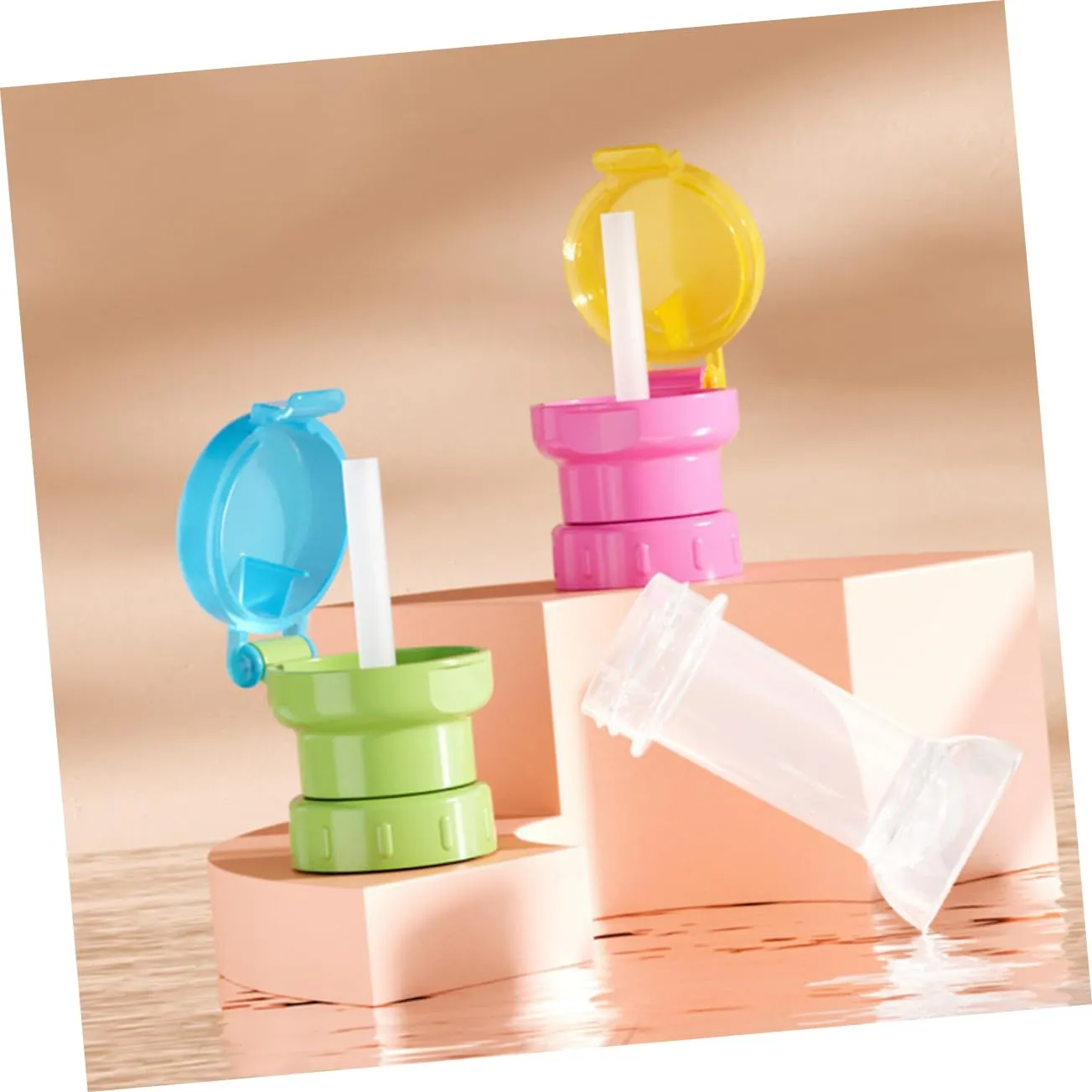 1set Water Bottle Straw Caps for Bottle Adapter with Straws Easy Install Detachable Design Prevents 4pcs