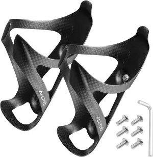 2-Pack Ultra-Light Full Carbon Fiber Bike Bottle Cages – Matte & Glossy Finish | 25g | T800 3K Weave | Secure Hold for Road & MTB (Matte)