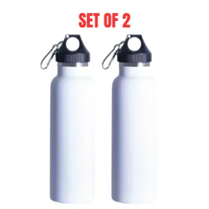 2 x Avanti Hydroplus Double Wall Stainless Steel Bottle 600ml - Matte White