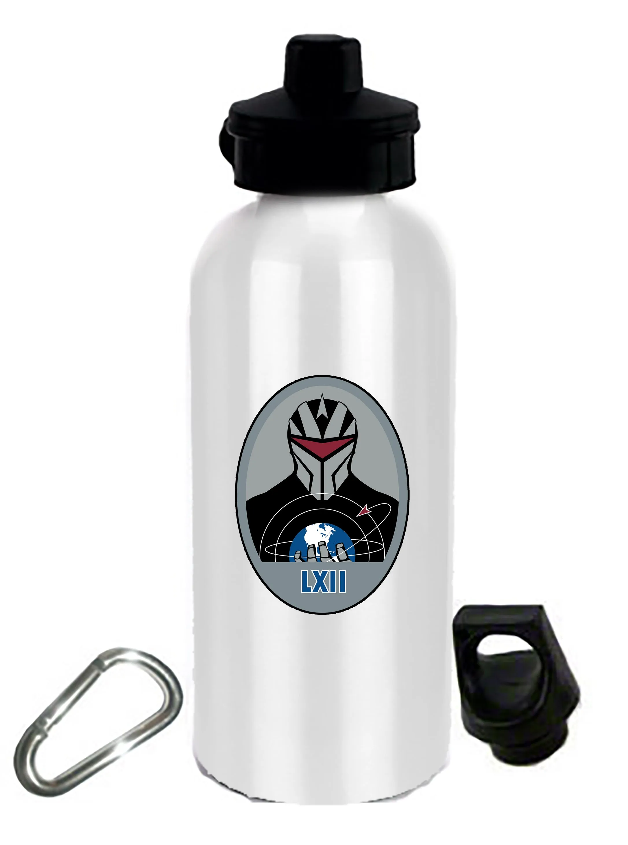 20 oz Stainless Steel Water Bottle with Stem/Straw Top and Spare Lid with Carabiner.