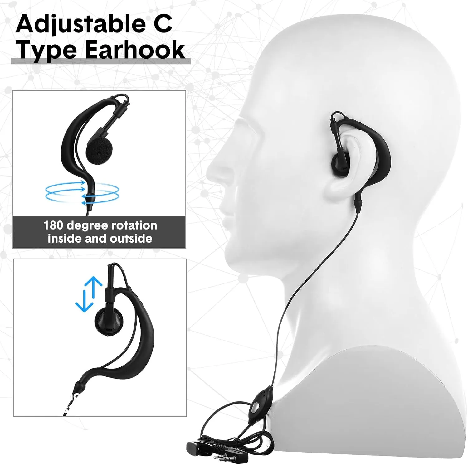 20 Pairs Walkie Talkie Earpiece with Mic 2 Pin Two Way Radio Ear Piece Microphone Earbud Bulk Single Wire Earhook Headset Compatible with Baofeng UV-5R BF-888S Arcshell Retevis H-777 RT21 RT22