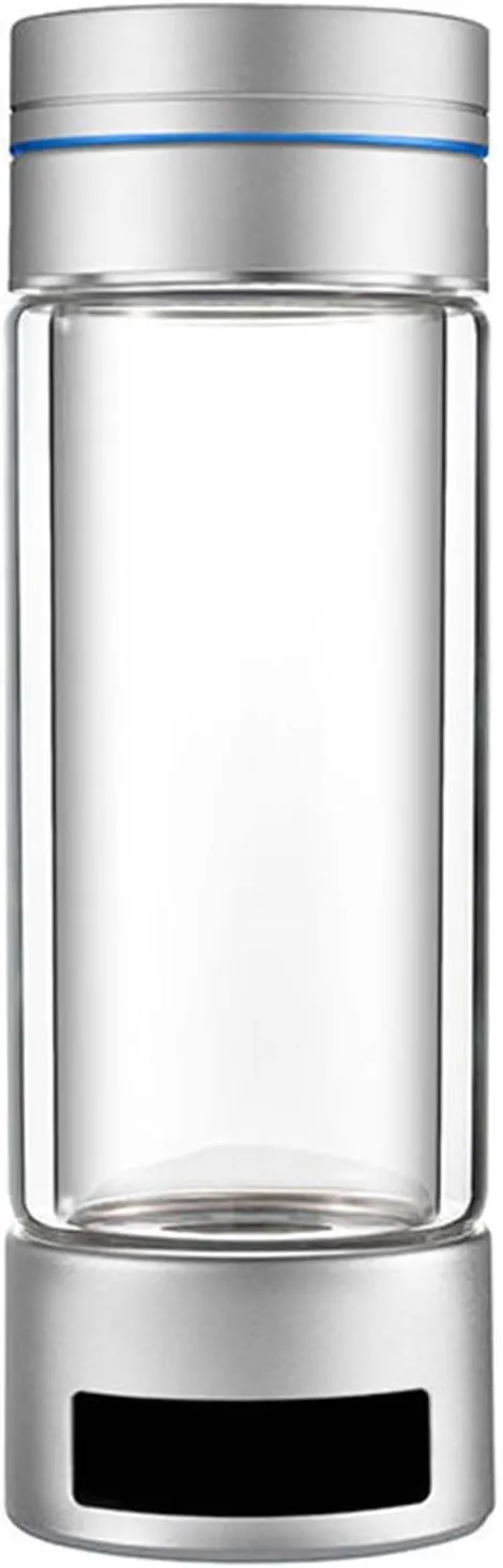 2024 Hydrogen Rich Water Glass Health Cup, 2000-6000ppb High Concentration Alkaline Water Bottle, PEM and SPE Technology, with Inhaler Adapter, for Home Travel