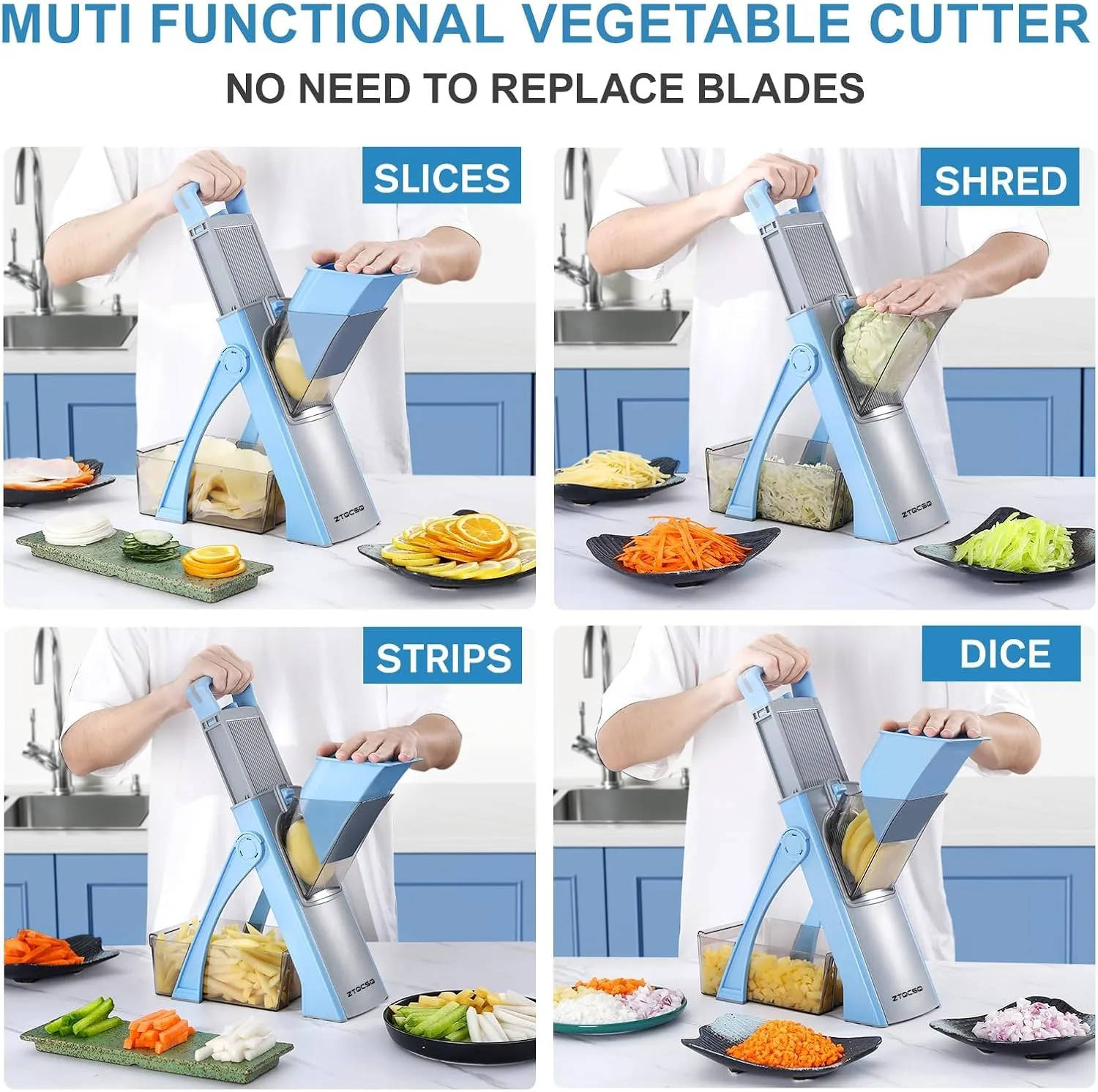 2025 Upgraded Version All-in-1 Mandoline Slicer for Kitchen & Adjustable Mandoline Slicer. Detachable Blade, Cut Slice, Strips, Dice, Shred and Chop, Versatile Kitchen Veggie Chopper