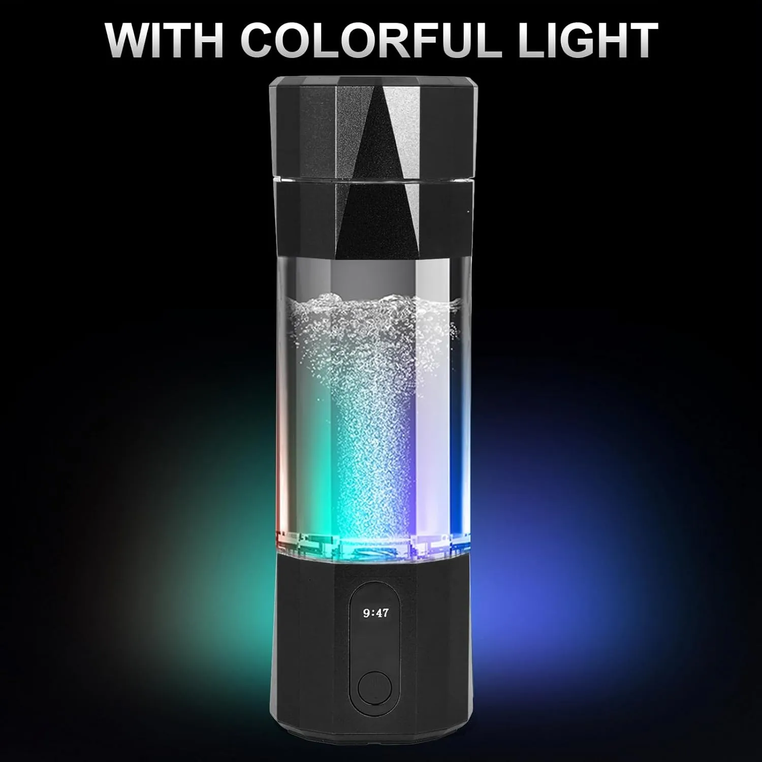 208ML Hydrogen Water Bottle Generator, 6000 to 8000 PPB Rechargeable Quick Electrolysis Hydrogen Water Ionizer Machine for Office Travel (Black)