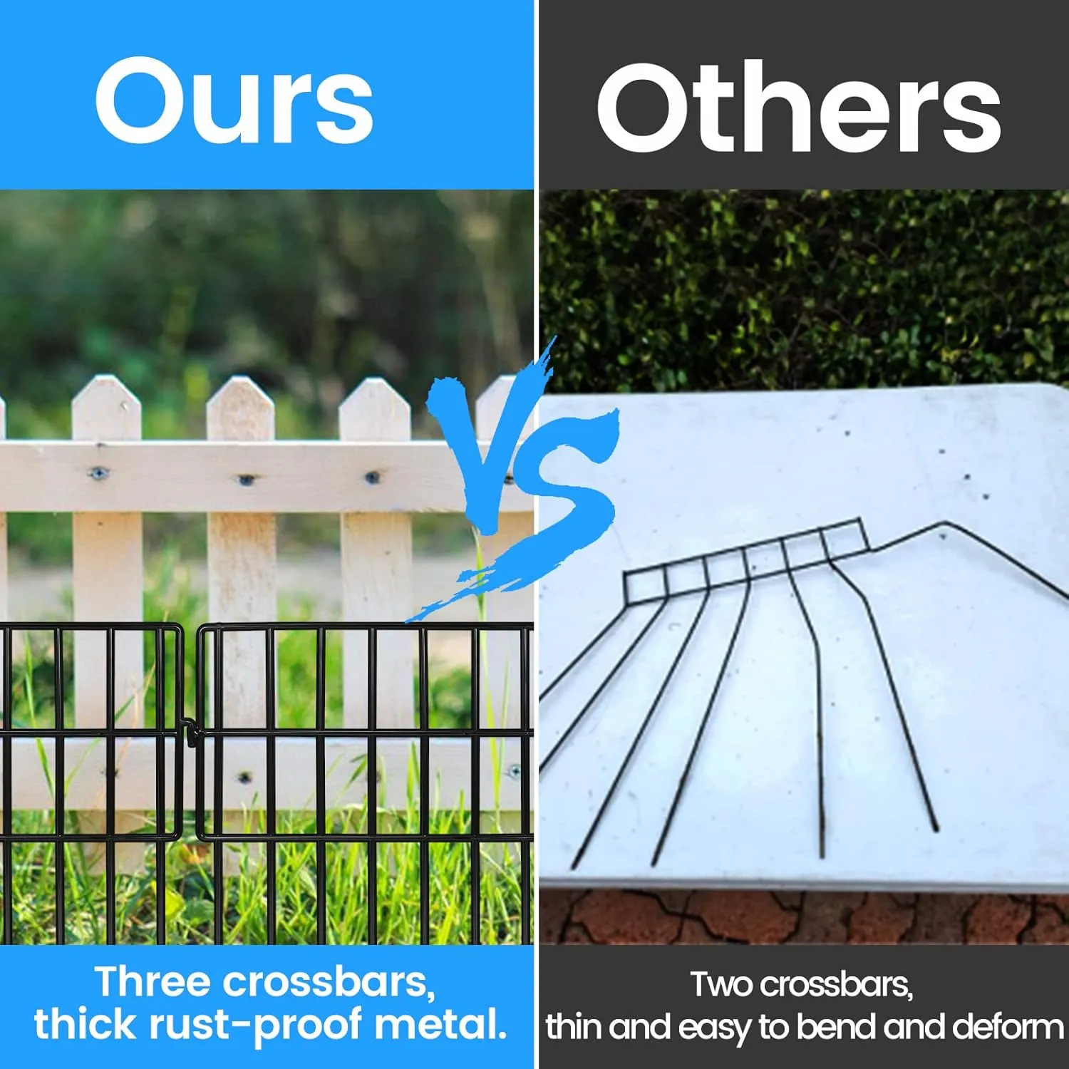 22 Pack Animal Barrier Fences, 1.5" Gap No Digging Garden Fence Panels, Metals Black Deterrent Fence for Dogs Rabbits, Decorative Fence for Outdoor Landscape Patio Total 22 ft(L)×16 in(H)