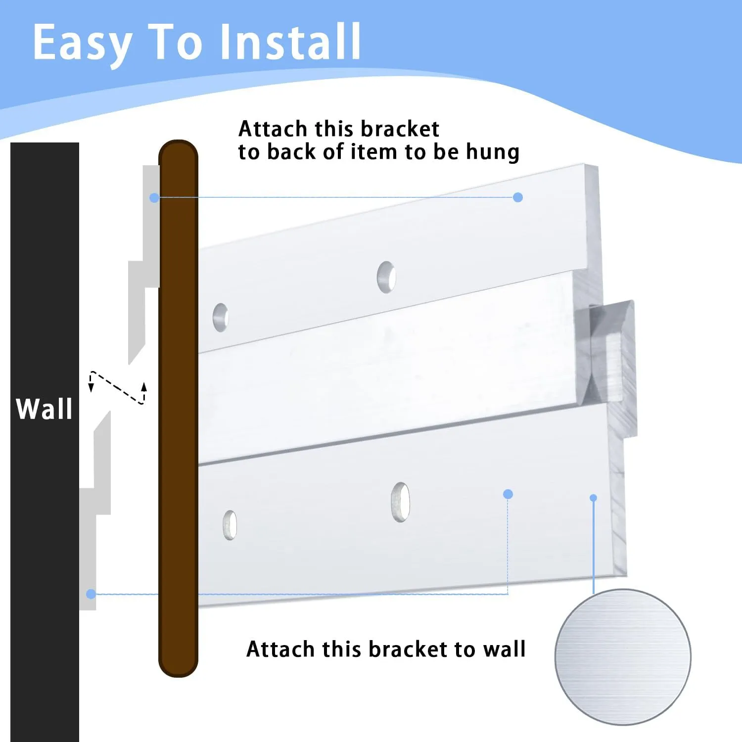 24'' French Cleat Heavy Duty, French Cleat Hanger - Heavy Duty Aluminum Z Hanger for Hanging Picture, Mirror, Shelf, Headboard, Panel or Whiteboard ( 2 Pairs, Supports 140 lbs )