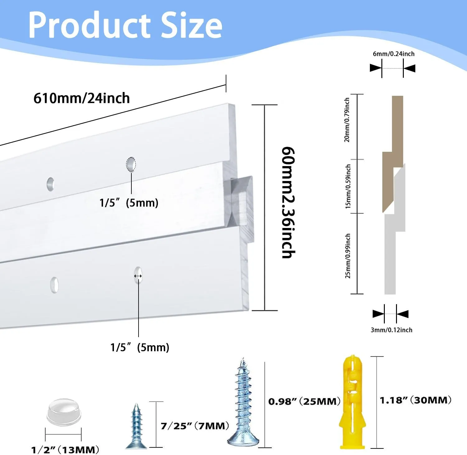 24'' French Cleat Heavy Duty, French Cleat Hanger - Heavy Duty Aluminum Z Hanger for Hanging Picture, Mirror, Shelf, Headboard, Panel or Whiteboard ( 2 Pairs, Supports 140 lbs )