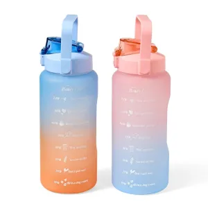 2L Drink Motivational Water Bottle with Time Marker & Straw - Brazilian Booty Co
