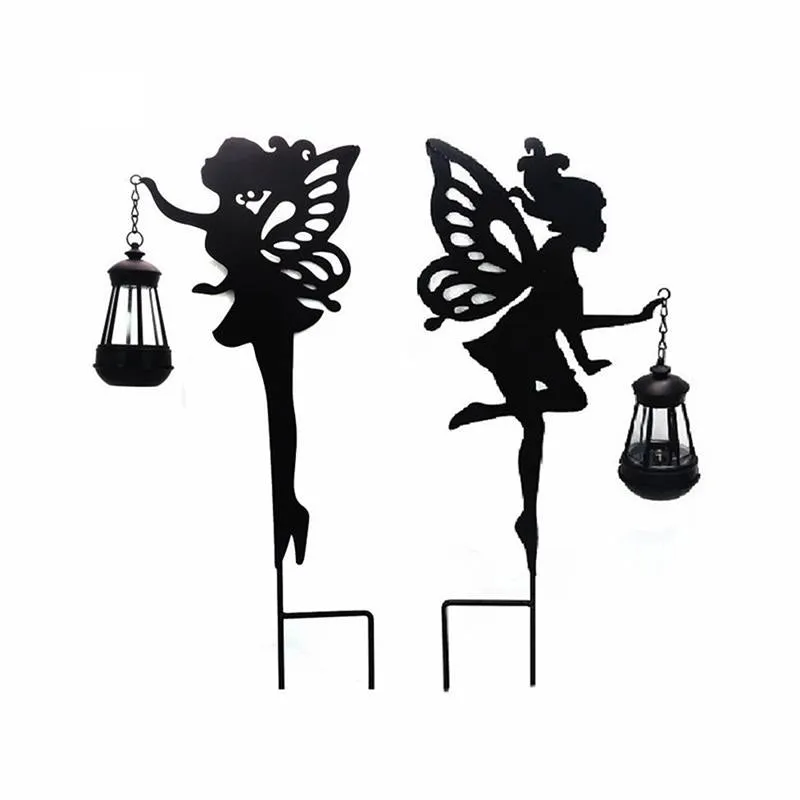 2PCS Fairy Statue Solar Angel Garden Lantern Bouquet Decoration