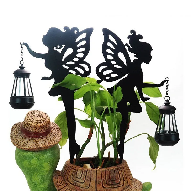 2PCS Fairy Statue Solar Angel Garden Lantern Bouquet Decoration