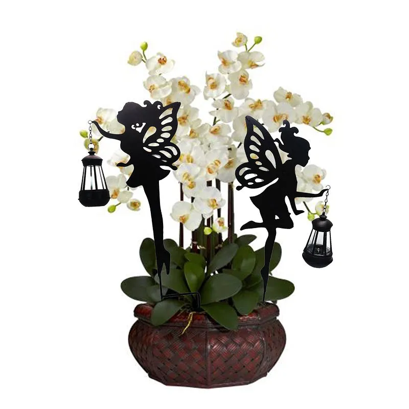 2PCS Fairy Statue Solar Angel Garden Lantern Bouquet Decoration