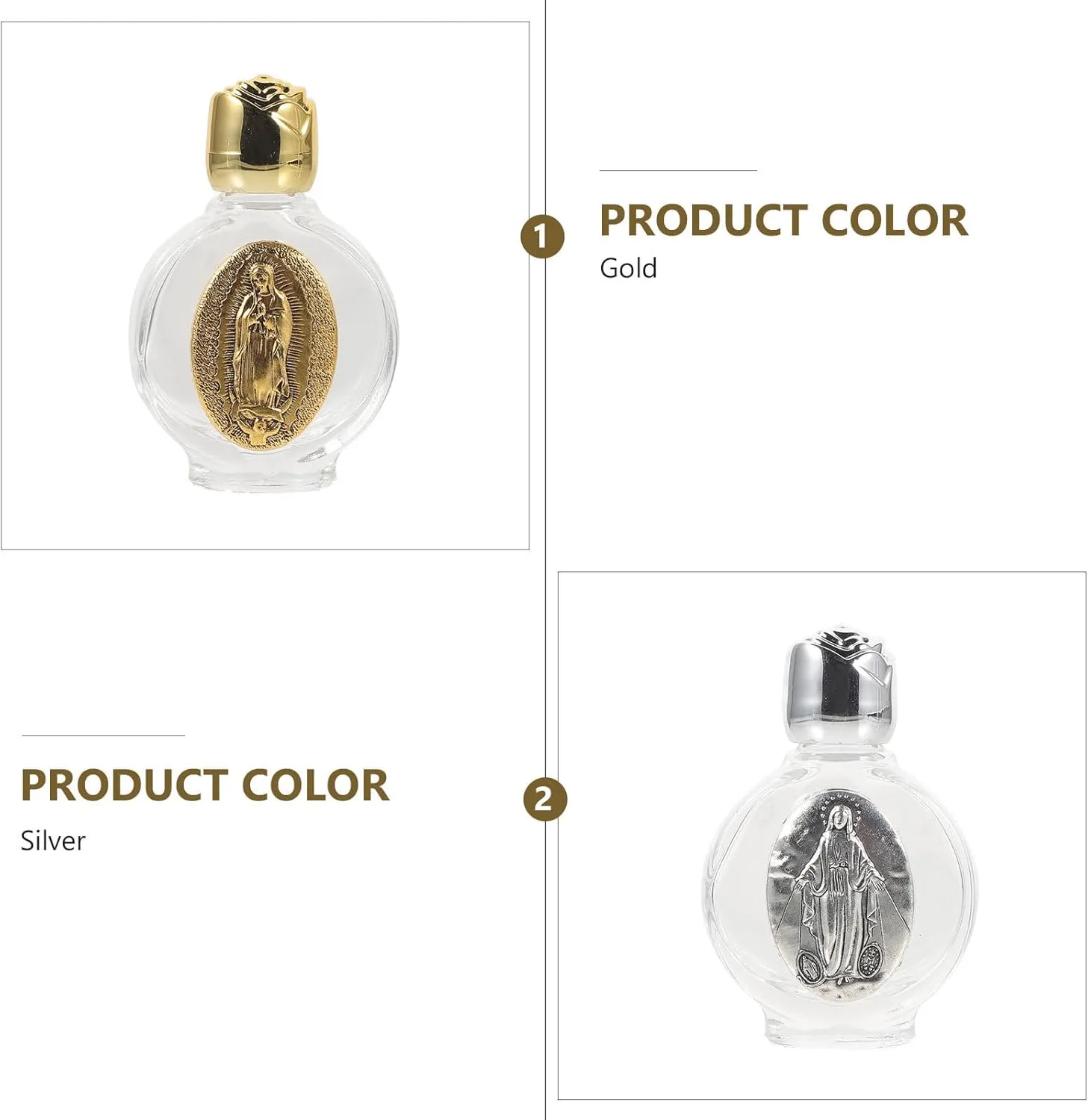 2pcs Glass Holy Water Bottle, Decorative Bottles Holy Water Container, Religious Empty Oil Containers for Catholic Christian Party Church
