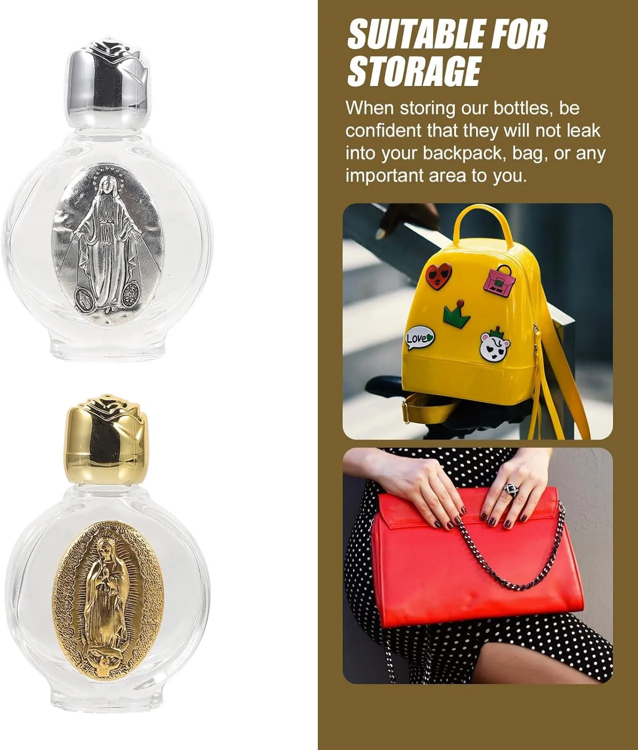2pcs Glass Holy Water Bottle, Decorative Bottles Holy Water Container, Religious Empty Oil Containers for Catholic Christian Party Church