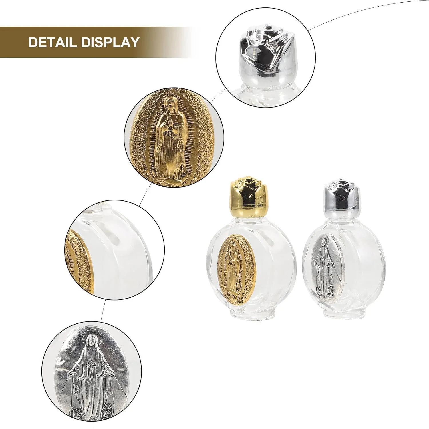 2pcs Glass Holy Water Bottle, Decorative Bottles Holy Water Container, Religious Empty Oil Containers for Catholic Christian Party Church