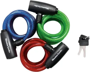 3-Pack 6-Ft. Multi-Purpose Keyed-Alike Bike Lock With 8mm Colored Cables