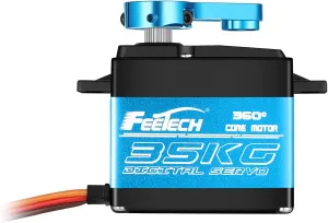 35KG Servo Motor 360 Degree High Torque Digital Servo High Voltage Waterproof Metal Gear Aluminum Case for RC Helicopter Airplane Car Boat Robot Controls - FT6335M