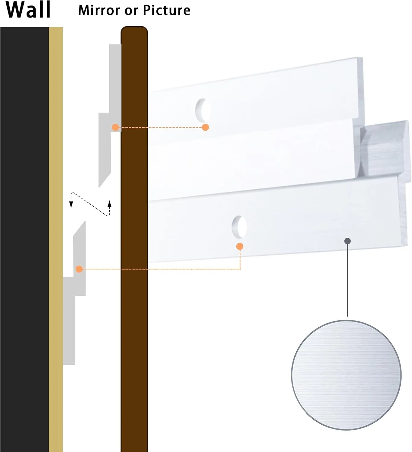 4'' French Cleat, French Cleat Hanger, Aluminum Z Clips for Hanging Pictures, Mirrors, Panels, Whiteboard, Shelf, Artwork ( Supports 50 lbs, 8 Pairs )