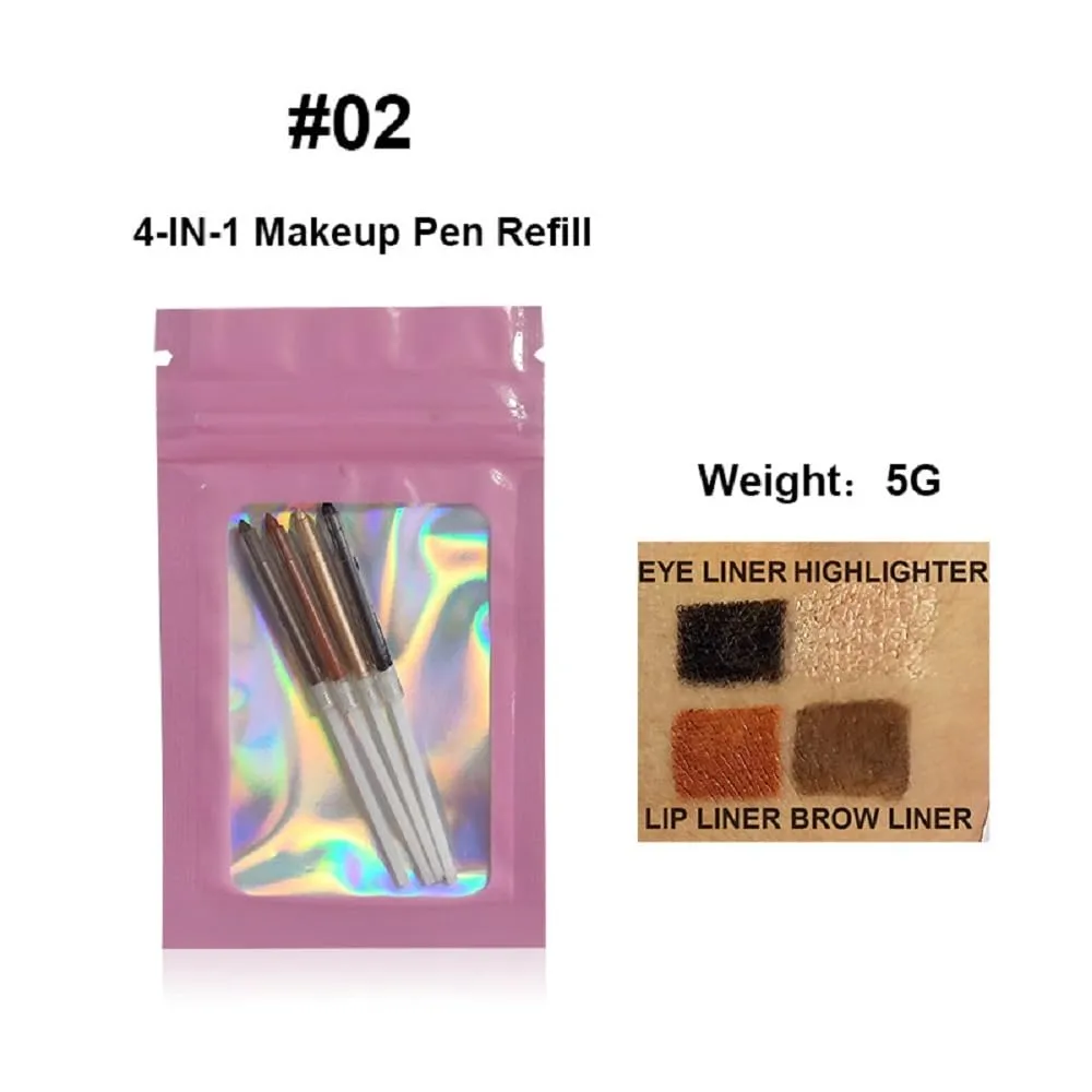 4 in 1 Makeup Pen, Multi-Function: Eyeliner, Lip Liner, Brow Pencil, Highlighter, Travel Size (02)