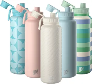 40oz Stainless Steel Sports Bottle with Triple Insulation & Copper Lining – Keeps Drinks Cold for 18 Hours & Hot for 6 – Threaded Lid with Attached Cap, Carrying Handle and Sweat-Free (Cream Zebra)
