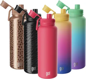 40oz Stainless Steel Sports Bottle with Triple Insulation & Copper Lining – Keeps Drinks Cold for 18 Hours & Hot for 6 – Threaded Lid with Attached Cap, Carrying Handle and Sweat-Free (Hot Pink)