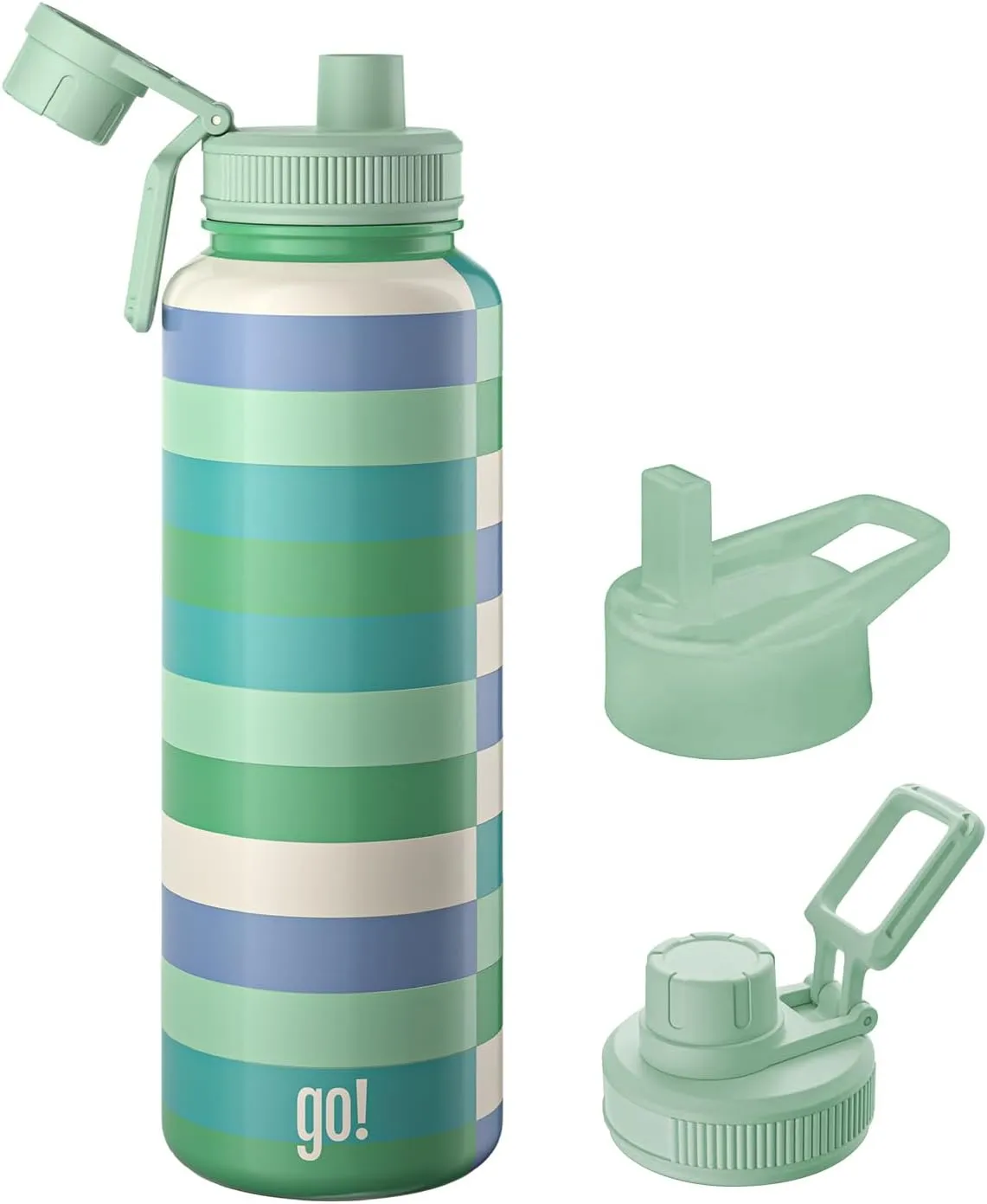40oz Stainless Steel Sports Bottle with Triple Insulation & Copper Lining – Keeps Drinks Cold for 18 Hours & Hot for 6 – Threaded Lid with Attached Cap, Carrying Handle and Sweat-Free (Multi Geo 1)