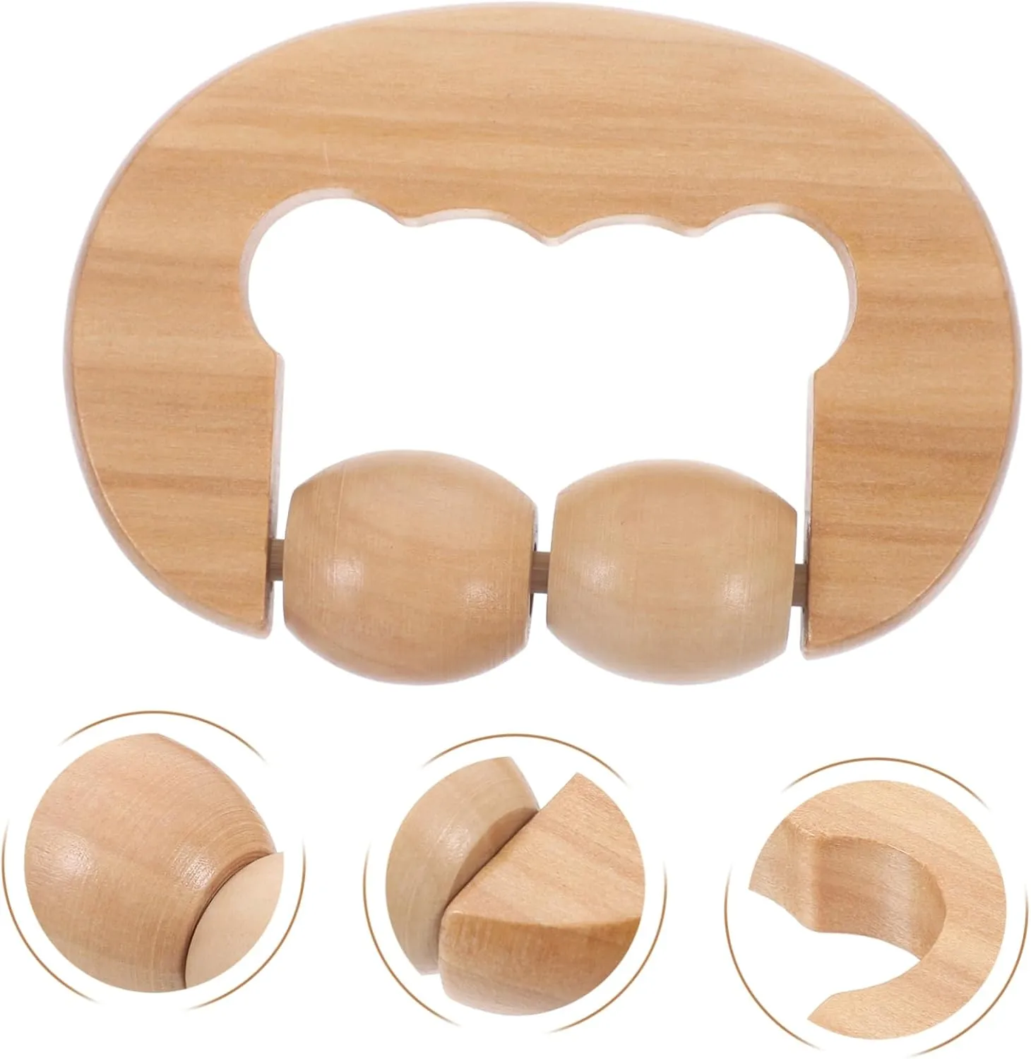 4pcs Handheld Wooden Roller for Back Neck and Face Lightweight Ergonomic Design for Portable Relaxation and Muscle Relief for Home and Travel