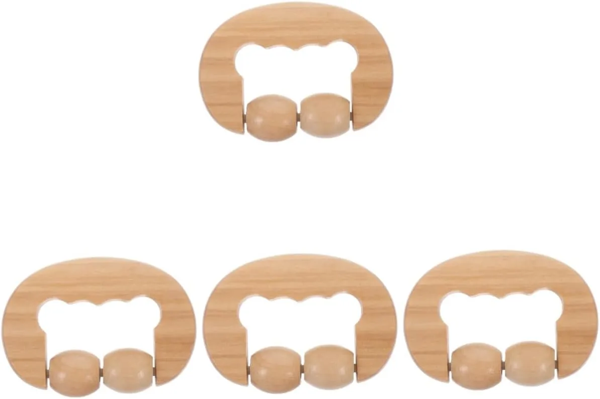 4pcs Handheld Wooden Roller for Back Neck and Face Lightweight Ergonomic Design for Portable Relaxation and Muscle Relief for Home and Travel