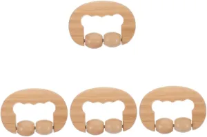 4pcs Handheld Wooden Roller for Back Neck and Face Lightweight Ergonomic Design for Portable Relaxation and Muscle Relief for Home and Travel