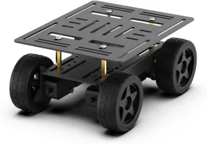 4WD Smart Chassis Car Kit with Aluminum Alloy Chassis, TT Motor, 66mm Wheels, Robotic Moving Platform (Black, Unassembled)