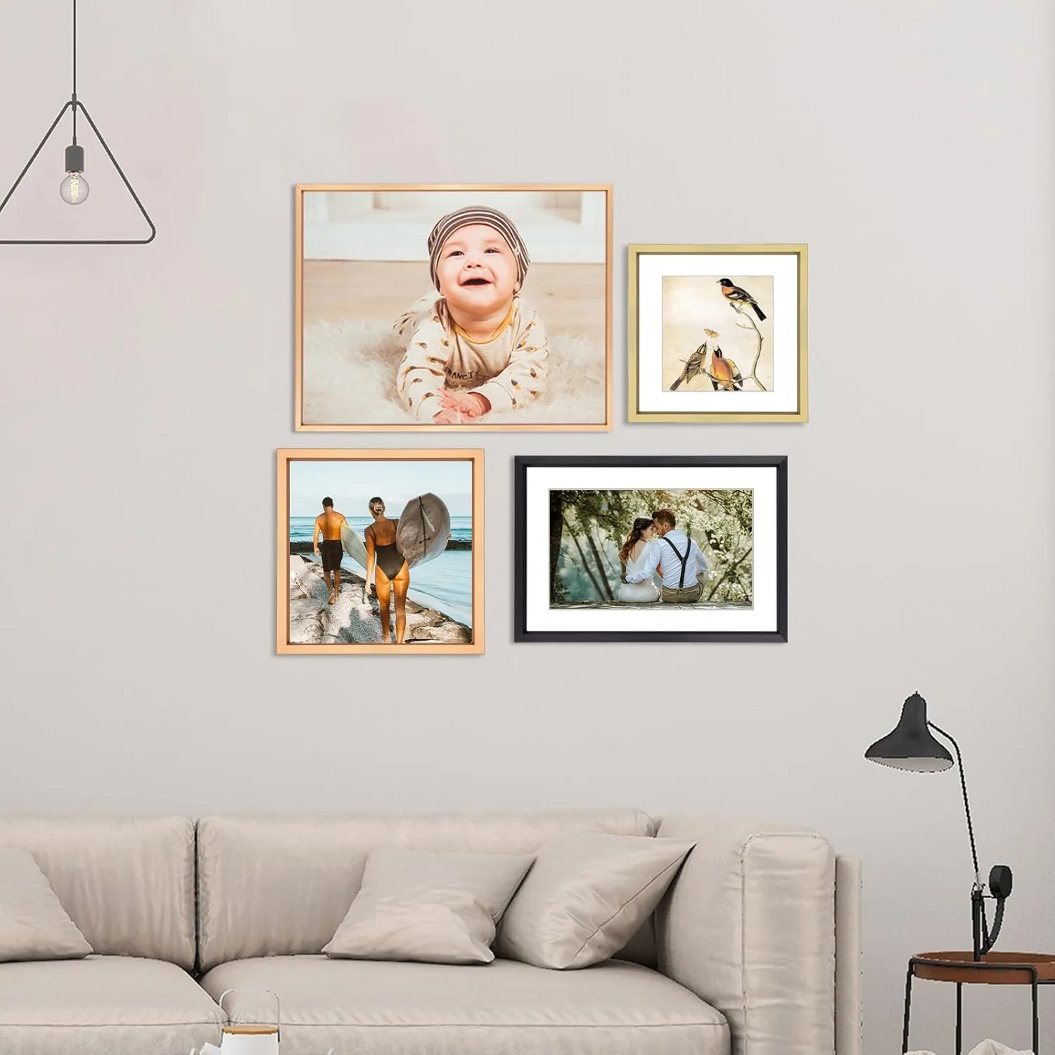 4x4 Picture Frame, Brass Metal Photo Frames with HD Glass, Fits 3x3 with Mat or 4 x 4 without Mat, Display for Wall and Table, 3 Pack