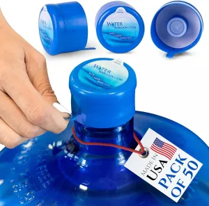 [50 Pack] USA Made 3 & 5 Gallon Water Bottle Caps - Spill Proof 5 Gallon Water Jug Cap fits 2, 3, 5, 6 Gallon Water Jugs - 5 Gallon Water Jug Lid - Lids for 5 Gallon Jug Cap, 3 Gallon Water Jug Cap