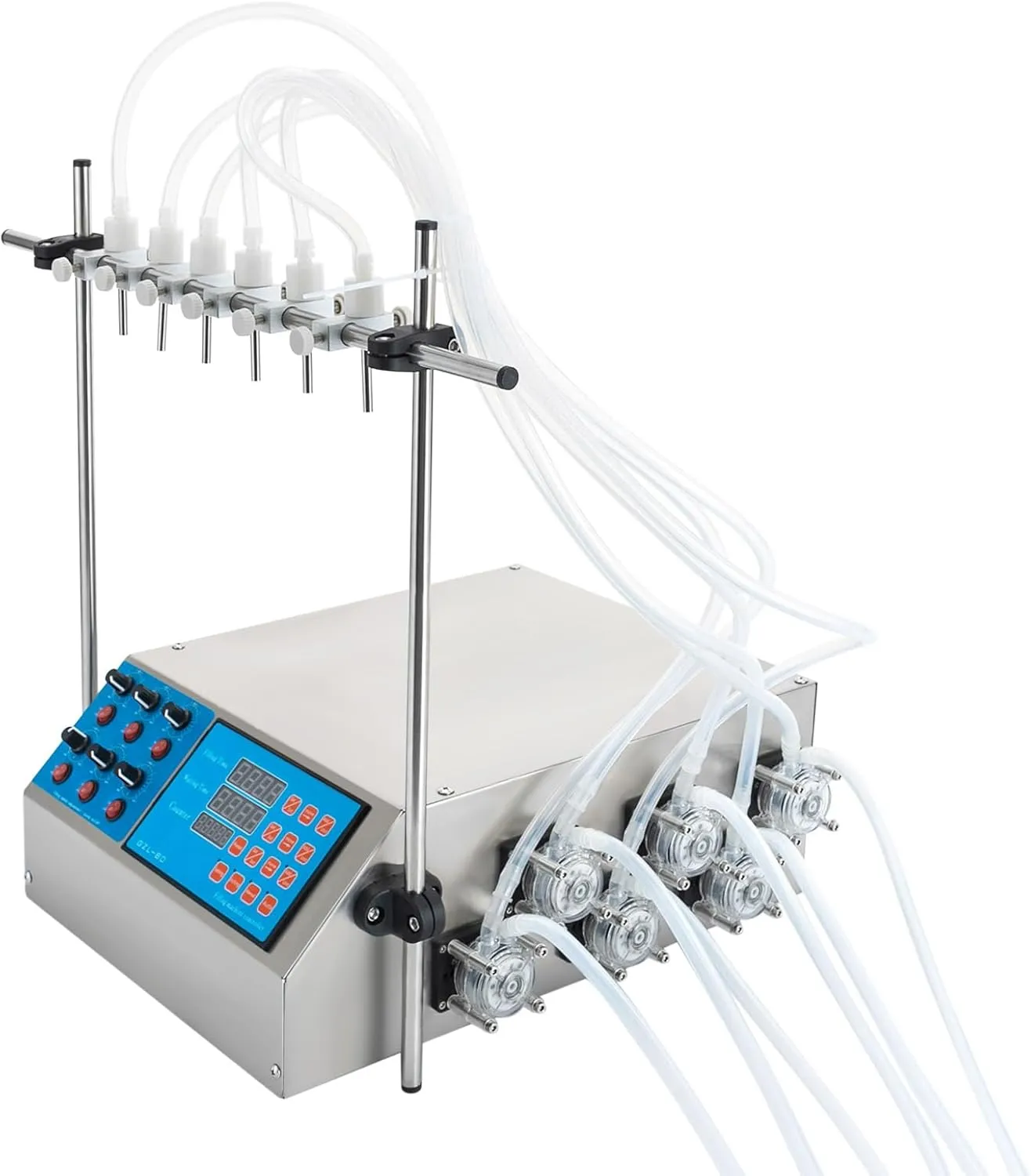 6 head liquid filling machine Semi-automatic desktop CNC filling machine Digital control automatic bottle filling machine Peristaltic pump filling machine Suitable for fruit juice, essential oils