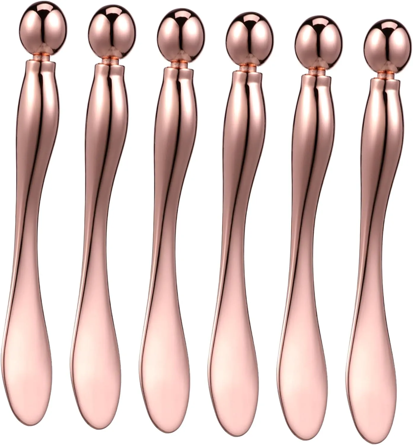 6 Pcs Metal Eye Cream Applicator with Roller Ball Flat Tip Spatula for Precise Application Facial Massage Convenient Travel Stylish Design Easy to Clean