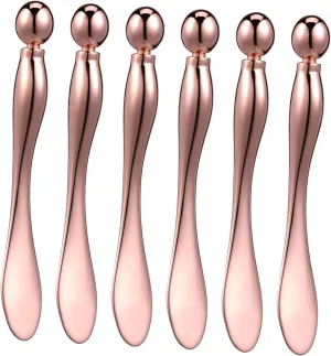 6 Pcs Metal Eye Cream Applicator with Roller Ball Flat Tip Spatula for Precise Application Facial Massage Convenient Travel Stylish Design Easy to Clean
