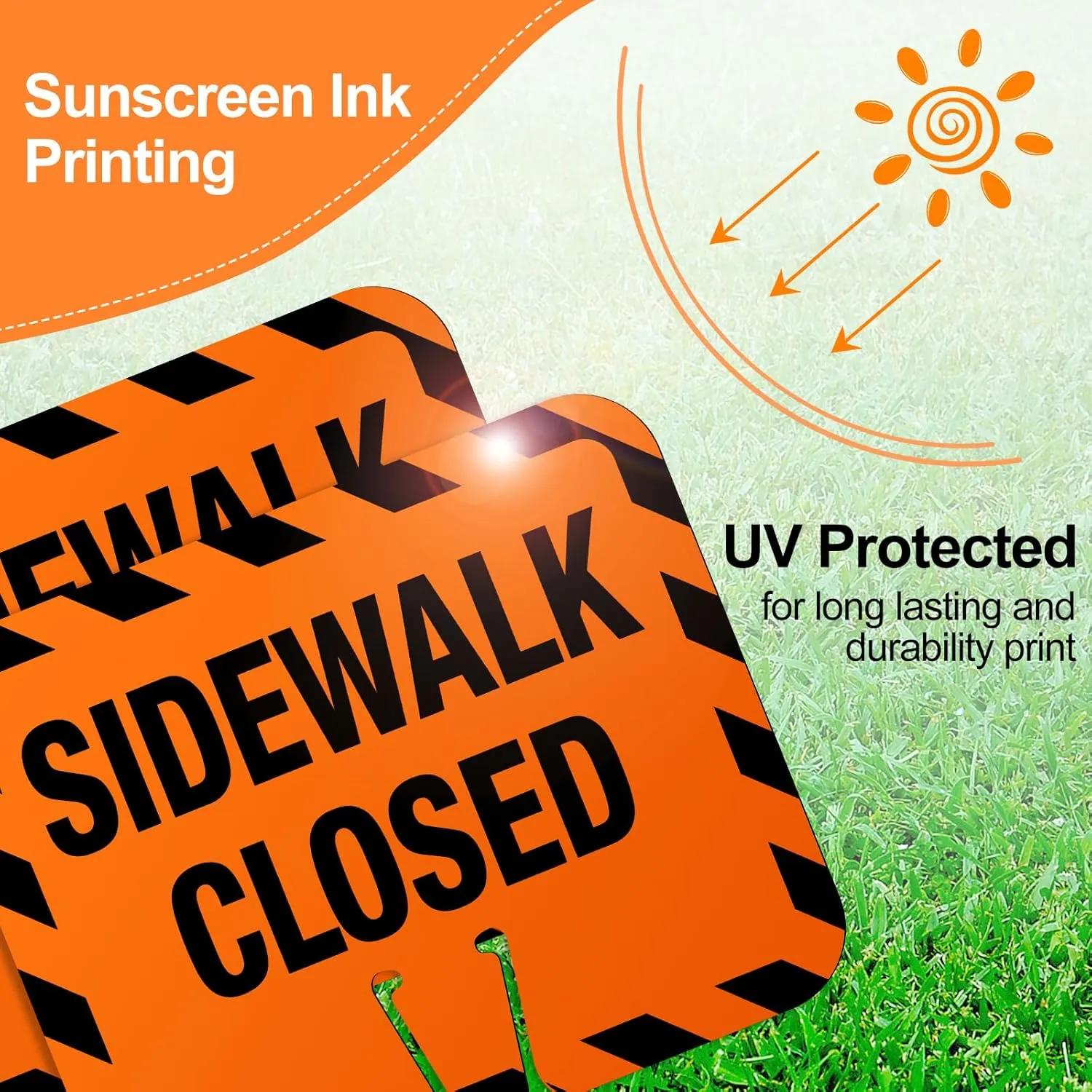 6 Pcs Plastic Sidewalk Closed Sign Bulk for Traffic Cones Top Road Warning Signs 10.4" Height x 12.6" Width x 0.05" Thickness for Outdoor Barricade Construction Caution