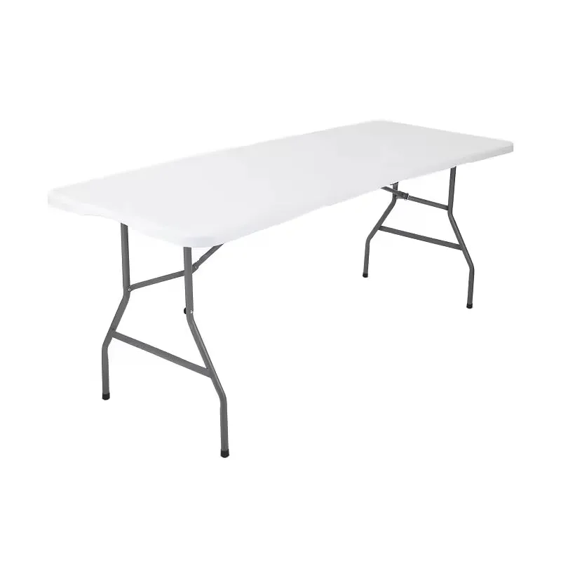 6ft Heavy Duty Folding Table with Handle Portable Plastic Foldable Table for Indoor/Outdoor Events, Camping, Parties, and More – Sturdy Steel Legs, Compact & Easy to Store