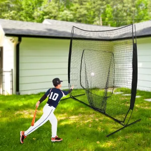 7x7 Feet Baseball Softball Hitting Pitching Net, Indoor Outdoor Softball Pitching Net with Carry Bag, Baseball Backstop Practice Net for Pitching Batting Catching for All Skill Levels (Black)