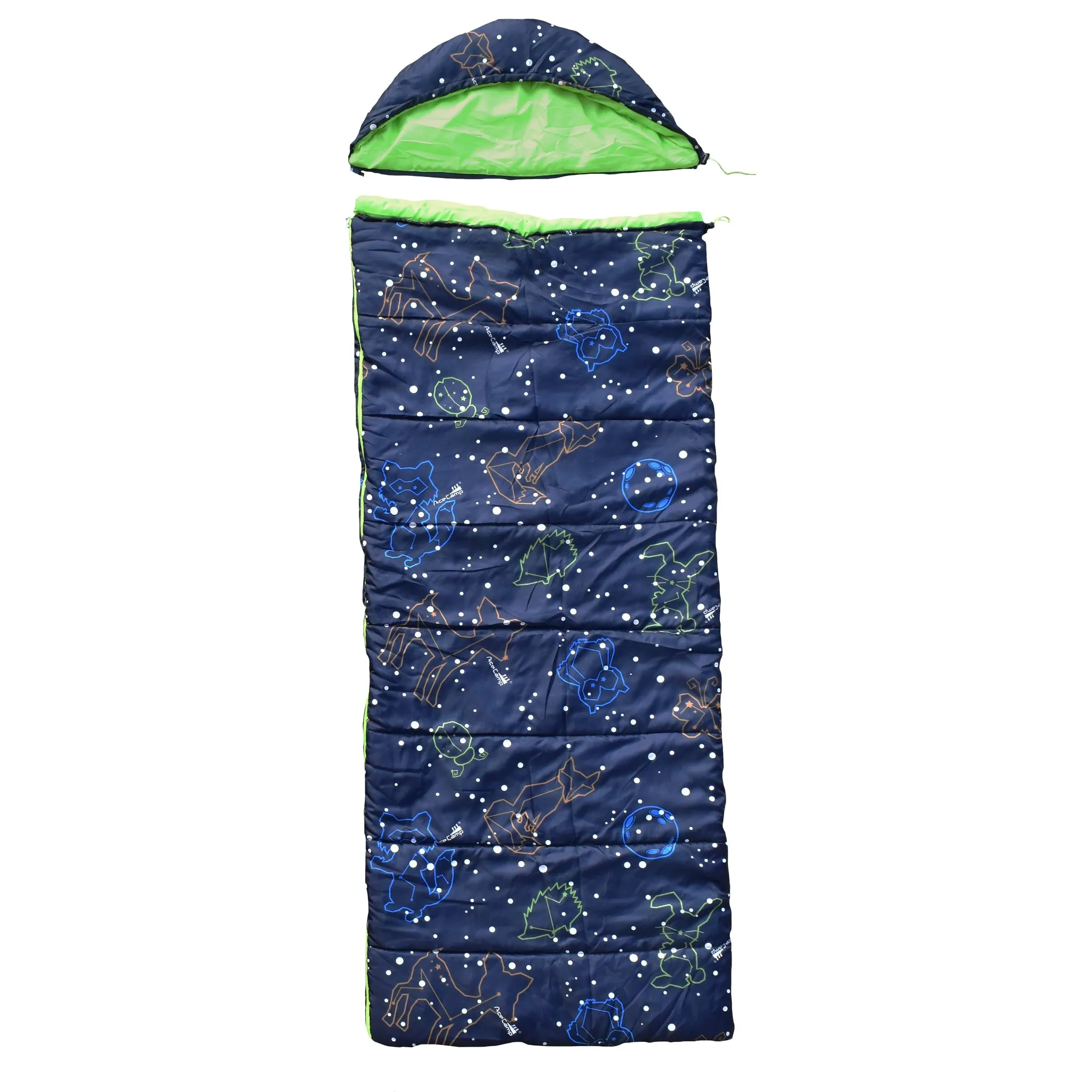 Ace Camp Kids Rectangular Glow-In-The-Dark Sleeping Bag 30 Degree