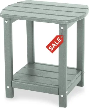 Adirondack Square Outdoor Side Table,2-Tier Storage Patio Side Table, HDPE End Tables for Backyard Pool Porch Garden Lawn LightGrey
