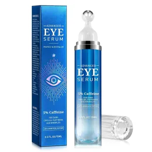 Advanced Eye Serum with 5% Caffeine – Anti-Aging Cream for Dark Circles, Puffiness & Wrinkles – Cooling Roller Applicator, Under Eye Treatment for Men & Women – 0.5 fl oz (15ml)