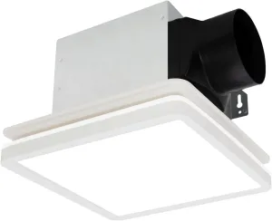 Akicon Bathroom Exhaust Fan with Light, 80CFM 2.0 Sones Exhaust Fan for Bathroom Ceiling, 15W Dimmable 3CCT LED Shower Lights & 3.5W Nightlight Vent Fan for Home, Square, White