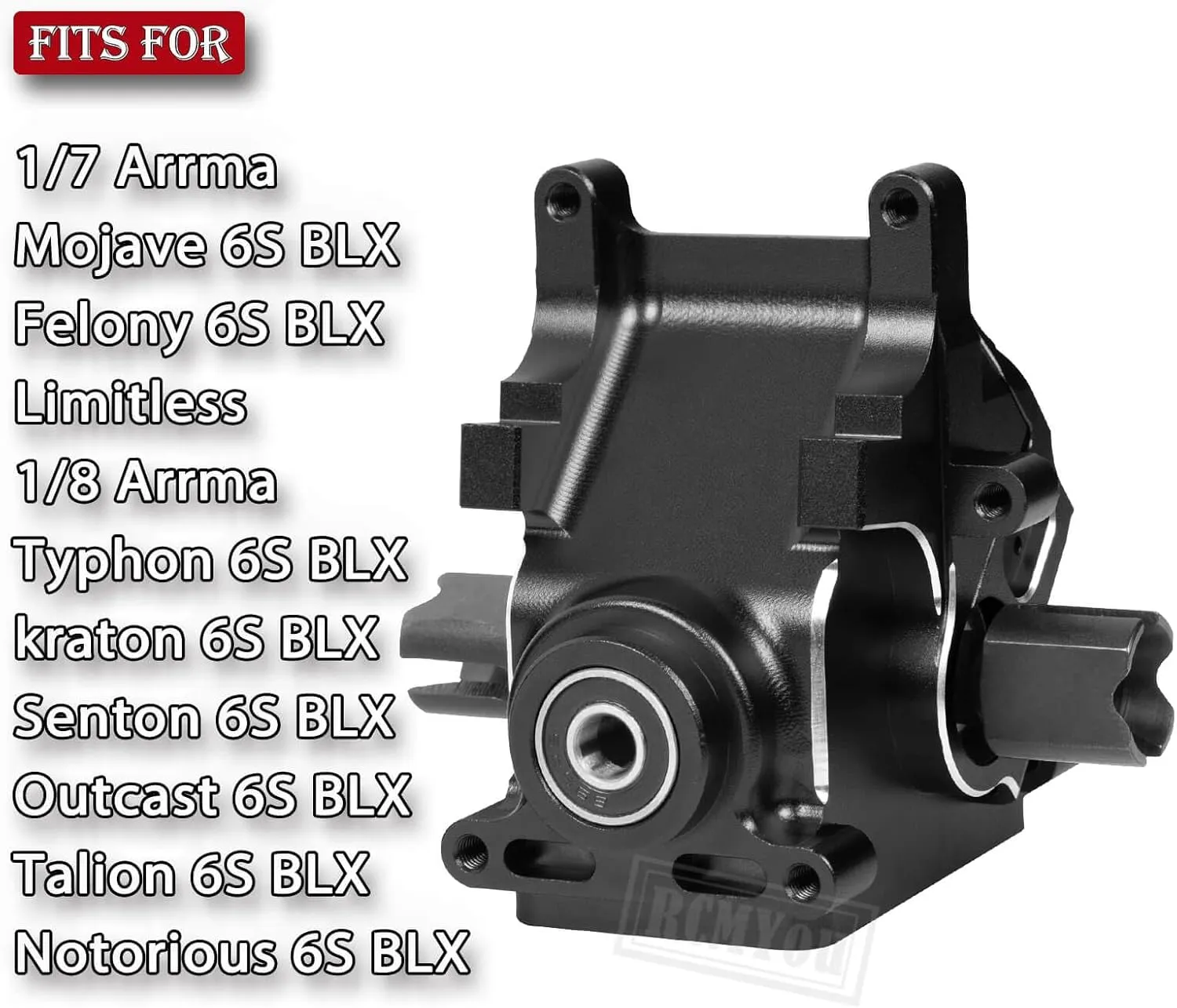Aluminum Gearbox Case & Diff Gear 43T/10T Upgrades Part for 1/8 Arrma Kraton Senton Outcast Talion Typhon 6S BLX/ 1/7 Mojave Felony 6S BLX Limitless,Black